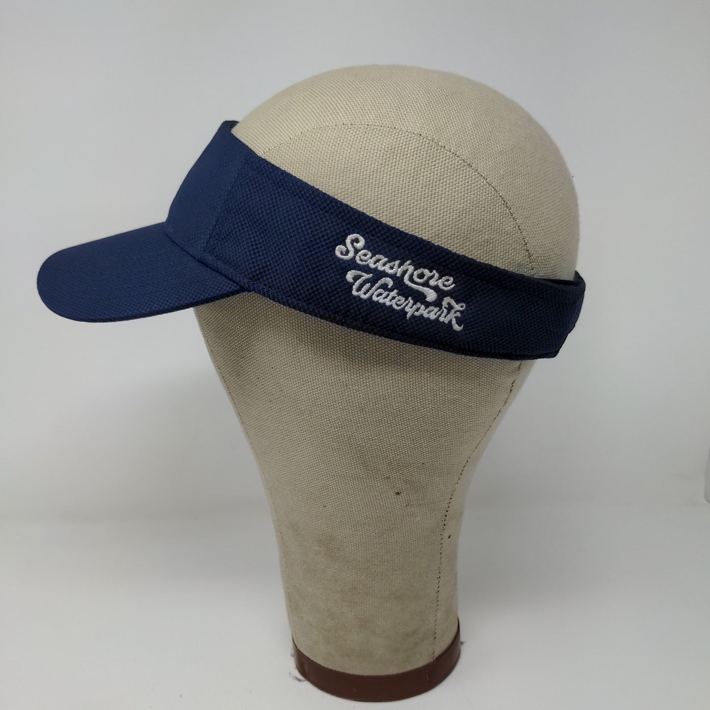 Seashore Waterpark Strapback Sun Visor Hat Blue Embroidered Spell Out