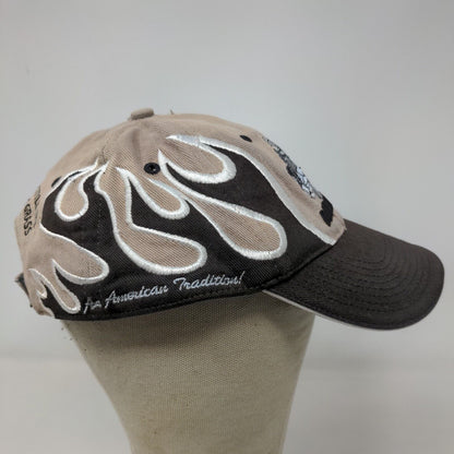 Dixie Chopper Men's Strapback Hat Tan Black OSFM Embroidered Flames Logo