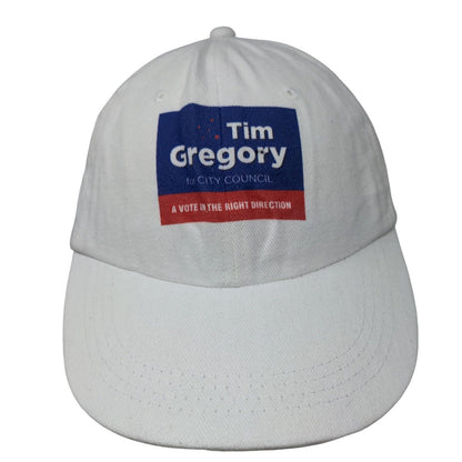 Tim Gregory Men's Slideback Hat White Adjustable Graphic Logo