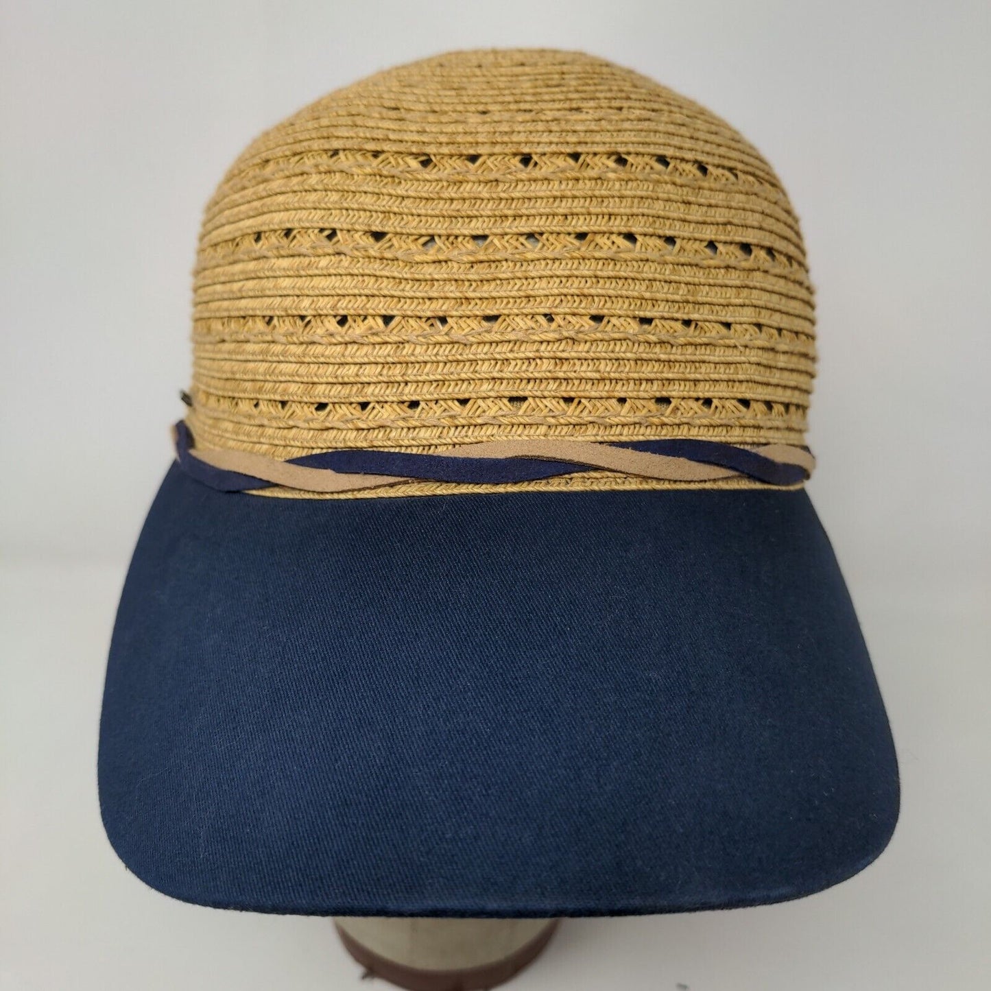 Sun 'n' Sand Women's Sun Hat UPF 50 Tan Blue Woven Style Bill