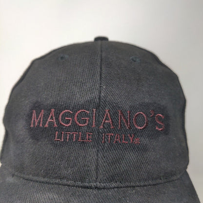 Maggianos Little Italy Men's Strapback Hat Cap Black Adjustable Embroidered Logo