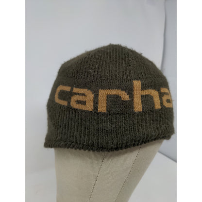 Youth Carhartt OSFM Knit Beanie Hat Spell Out Green Soft Warm