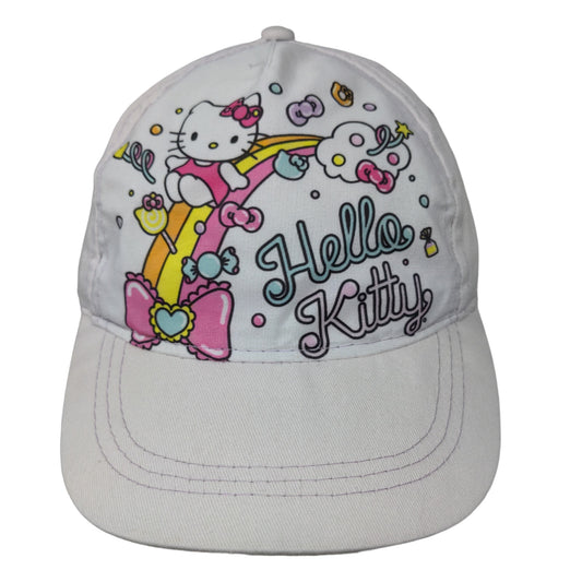 Hello Kitty Sanrio Girl's Strapback Hat White Adjustable Graphic Rainbow 2023