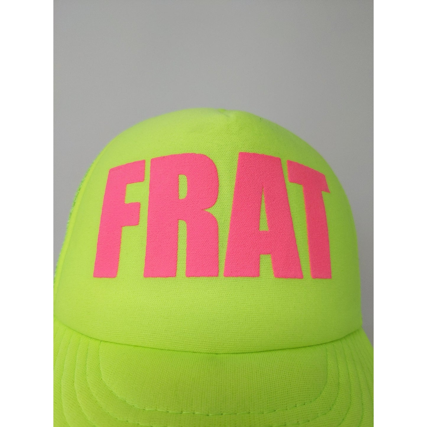 FRAT Mesh Back Snapback Trucker Hat Bright Pink & Green Cap OSFA
