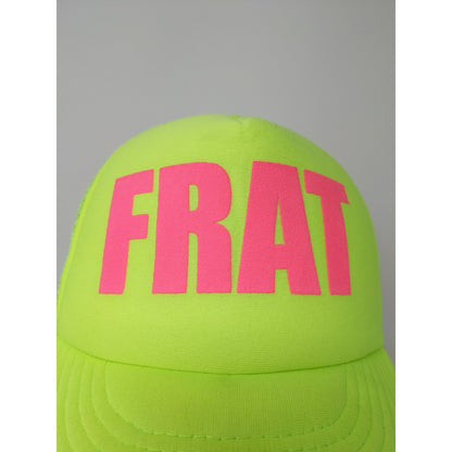FRAT Mesh Back Snapback Trucker Hat Bright Pink & Green Cap OSFA