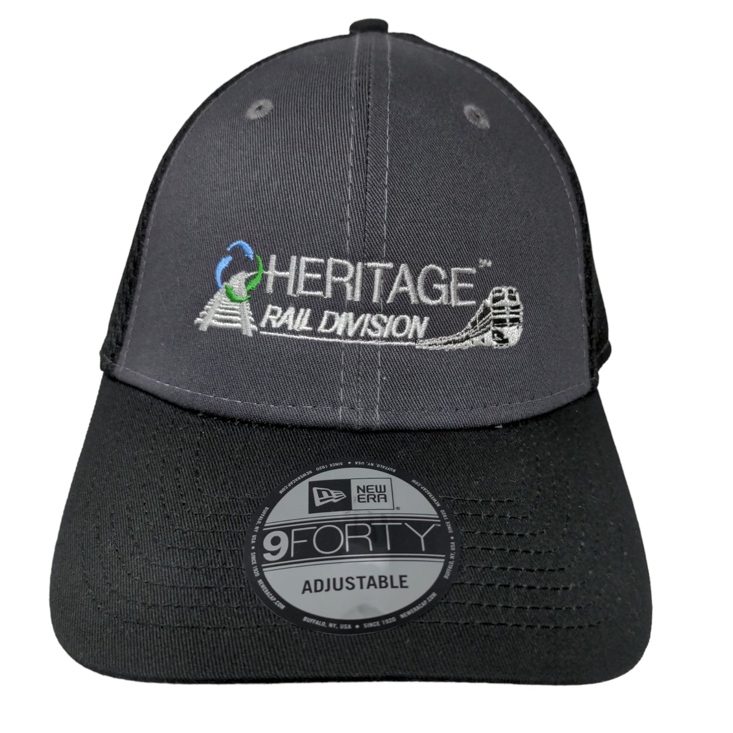 New Era Men's 9Forty Heritage Rail Division Snapback Mesh Back Hat Black OSFM