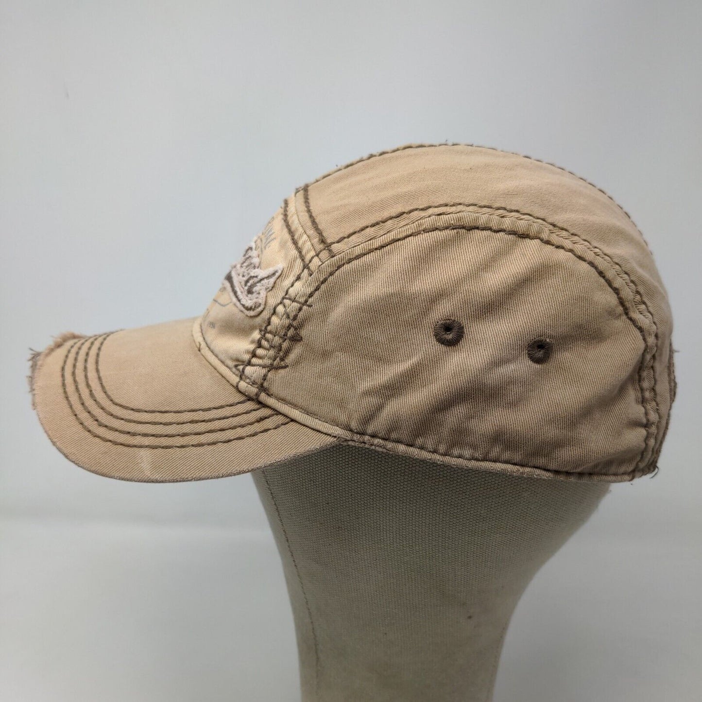 Life is Good Men's Slideback Hat Tan Adjustable Distressed Embroidered Logo