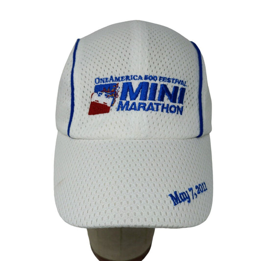 Indy 500 Festival White One America Mini Marathon Strapback Hat Embroidered