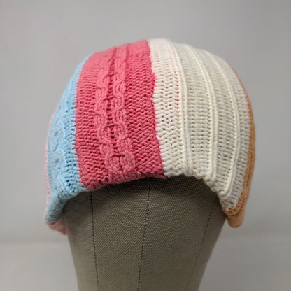Mudd Headwear Girls Cable Knit Beanie Hat Multi Striped OSFA