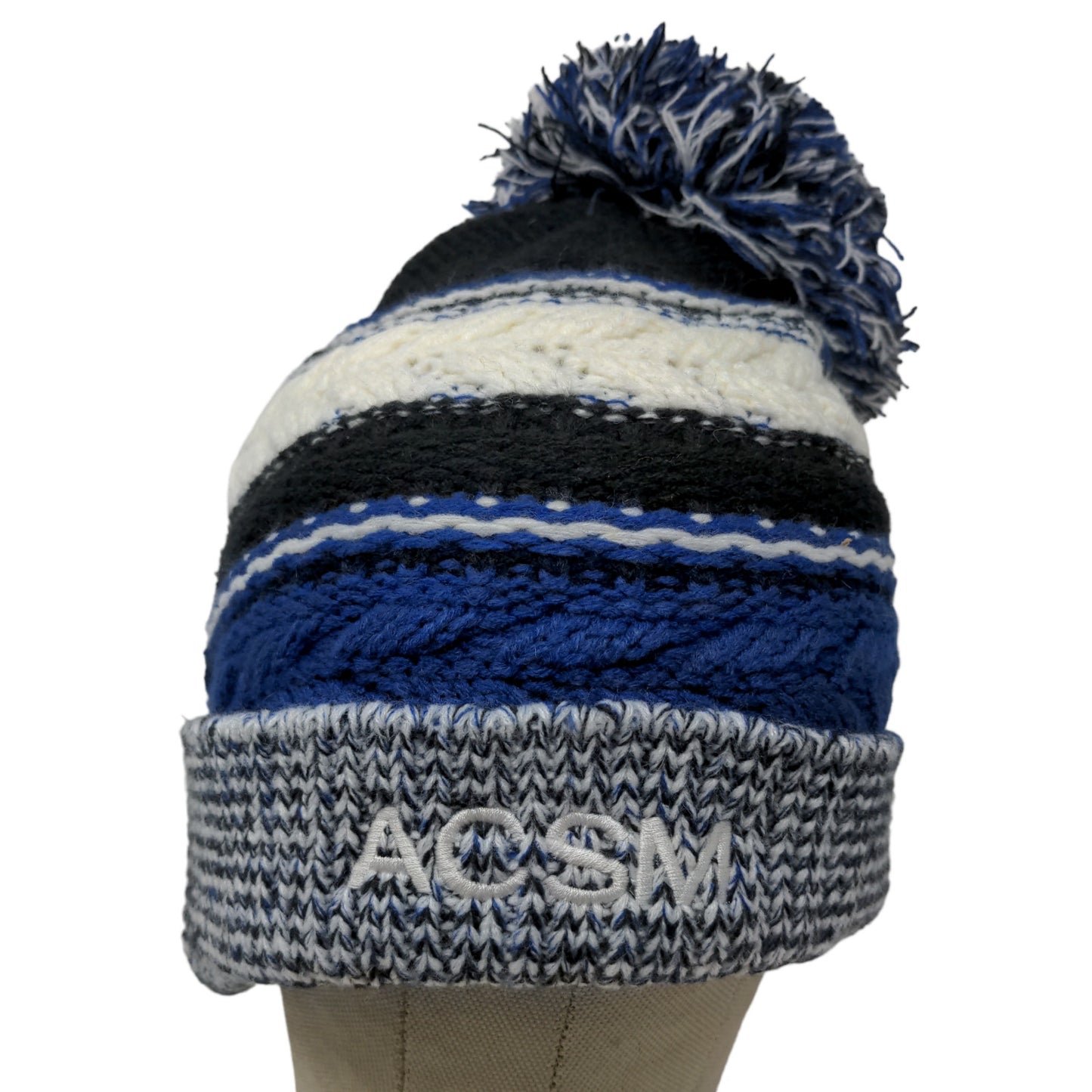 Sport-Tek Men's ACSM Knit Beanie Hat Multicolor Striped Acrylic Embroidered Logo