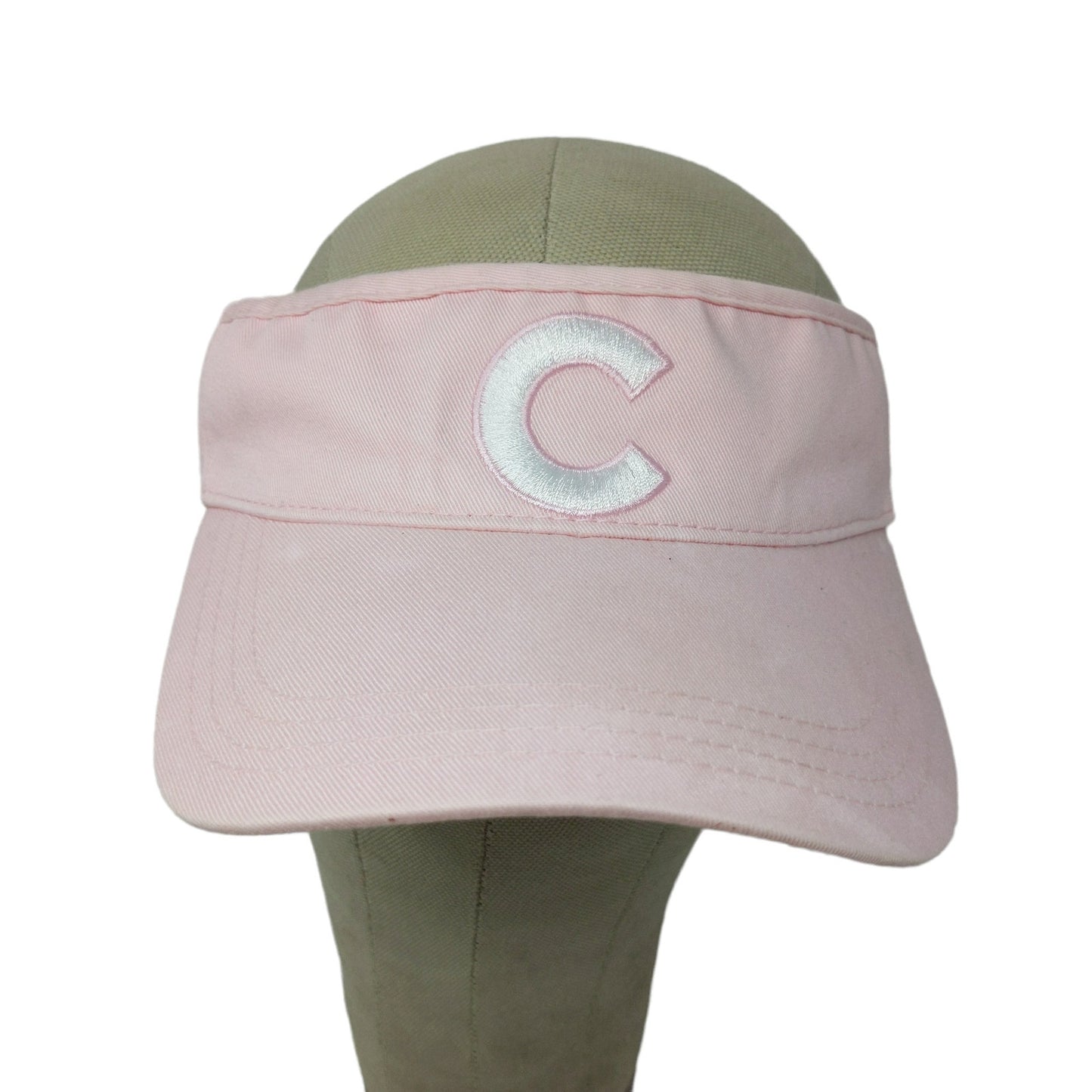 American Needle Strapback Sun Visor Hat Embroidered C Logo Pink