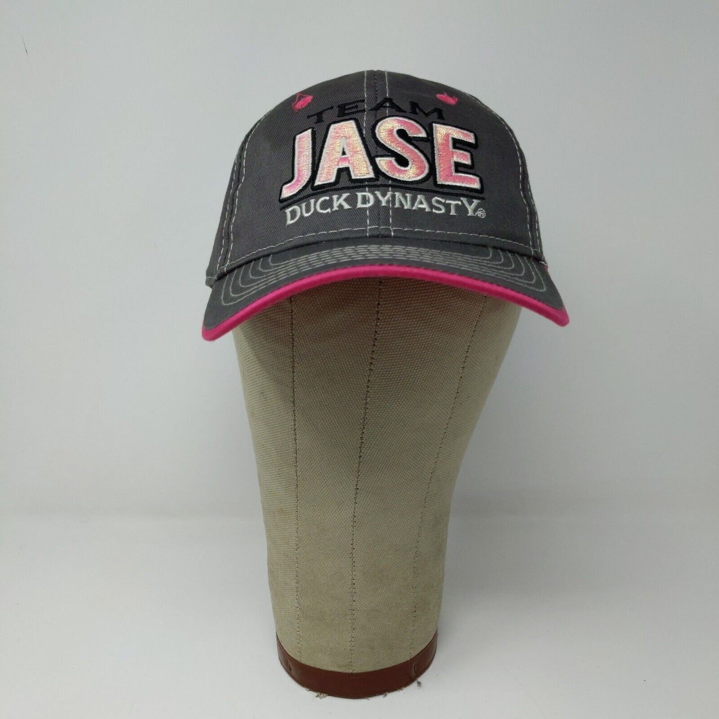 Team Jase Duck Dynasty Hat Gray Pink Embroidered Strapback Adjustable