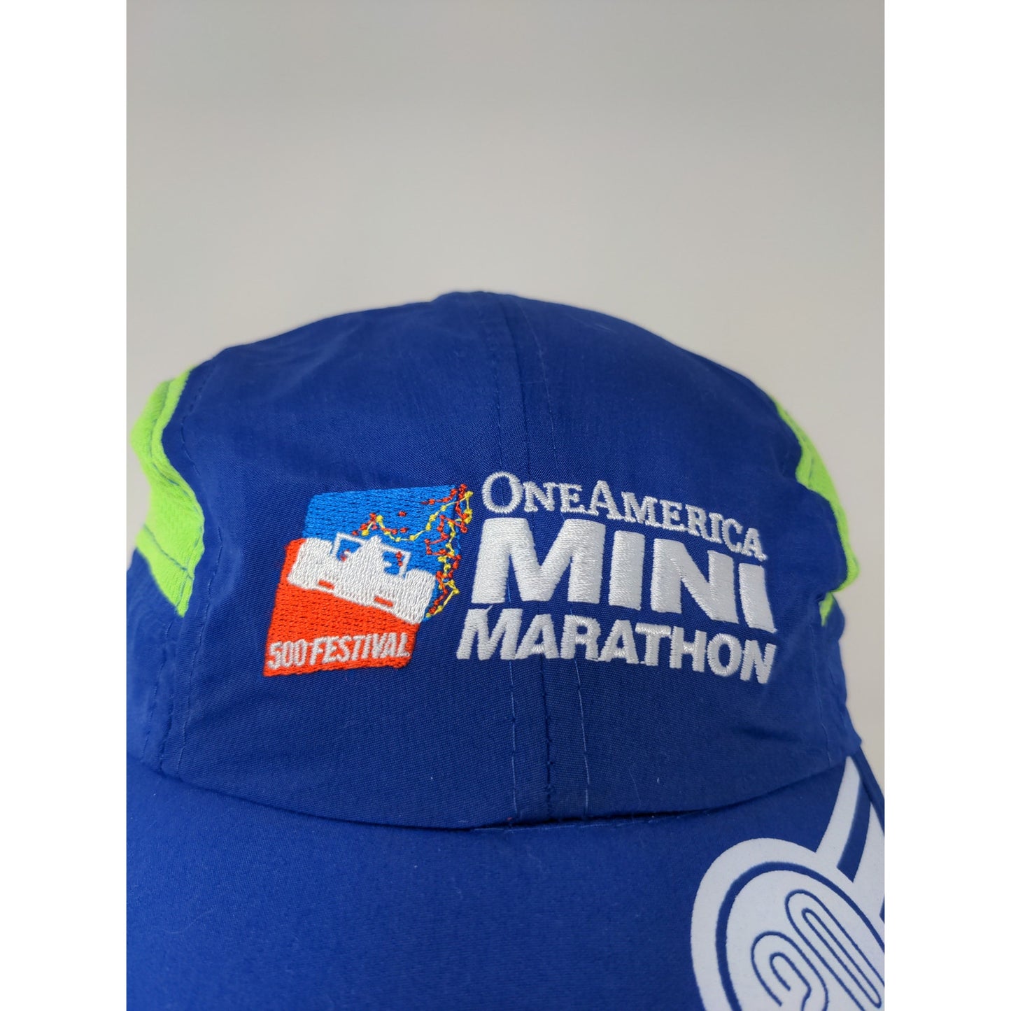 Indy 500 Festival Mini Marathon 2020 Strapback Hat Blue Green Embroidered