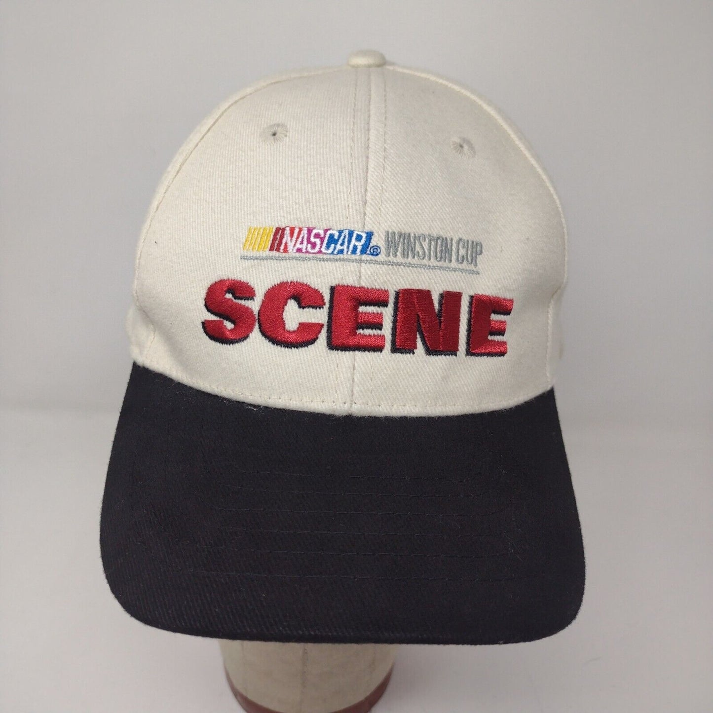 NASCAR Men's Winston Cup SCENE Slideback Hat Cream Adjustable Embroidered Logo