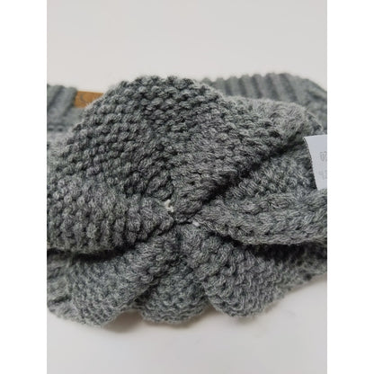 C.C. Exclusives Knit Beanie Hat Fur Pom Pom Gray 100% Acrylic
