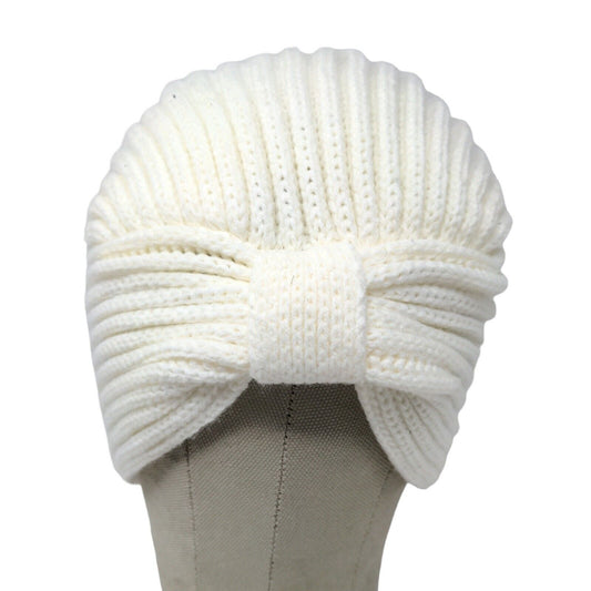 Knit Bonbons Soft Womens Hat Cream 100% Acrylic Knotted Cap Logo