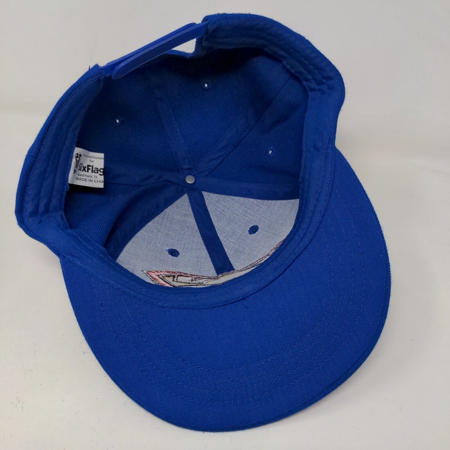 Six Flags Men's Snapback Hat Blue Embroidered Superman Logo Superhero
