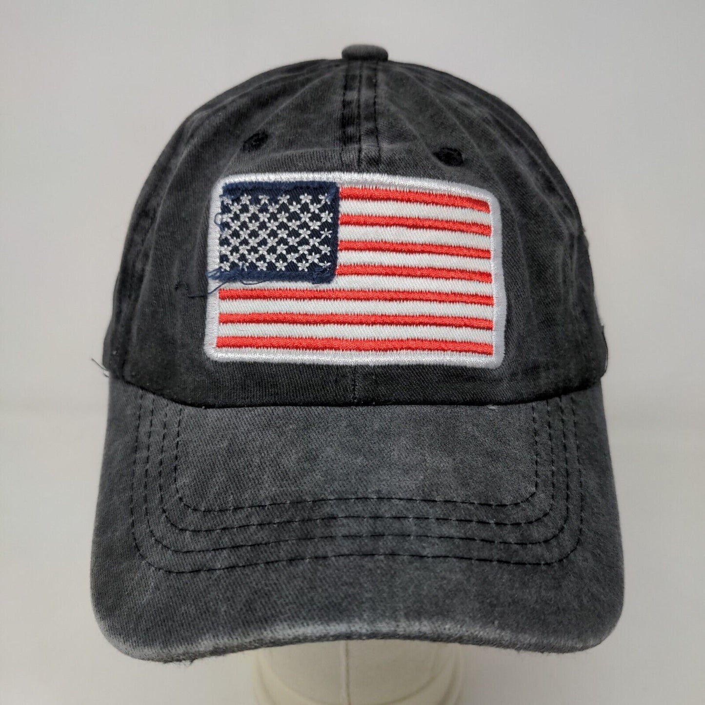 Unbranded Mens Slideback Hat Gray Adjustable Embroidered American Flag Patriotic