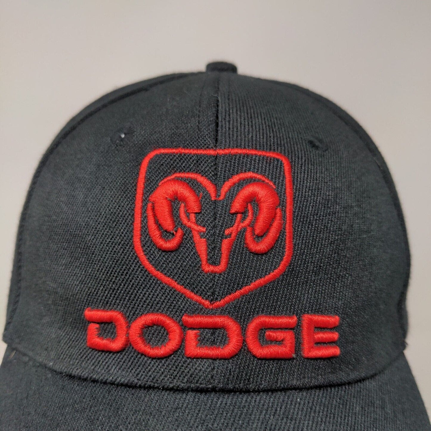 Dodge Ram Men's Strapback Hat Black Red OSFA Embroidered Logo 100% Cotton