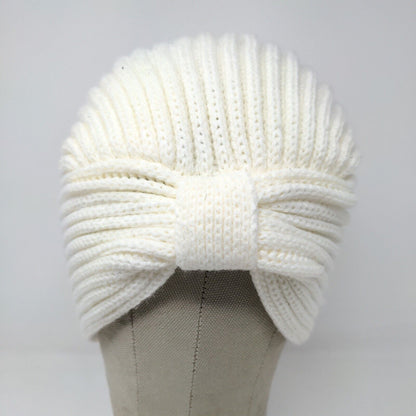 Knit Bonbons Soft Womens Hat Cream 100% Acrylic Knotted Cap Logo