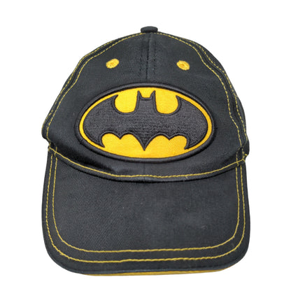 Batman Boy's Strapback Hat Black Adjustable Embroidered Bat Logo