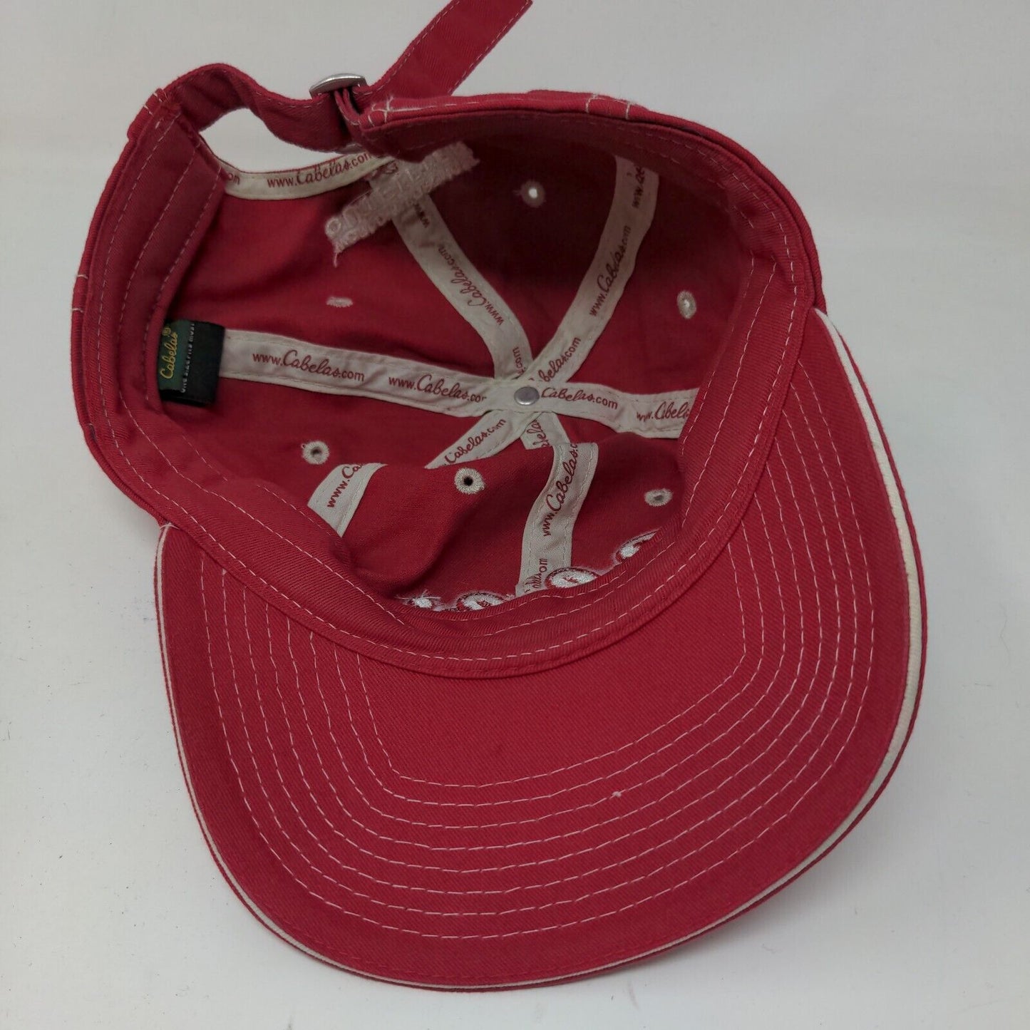 Cabela's Men's Slideback Hat Red OSFM Adjustable Embroidered Logo Spell Out