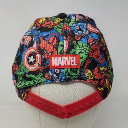 Marvel Boy's Snapback Hat Black Multicolor Adjustable Retro All Over Print