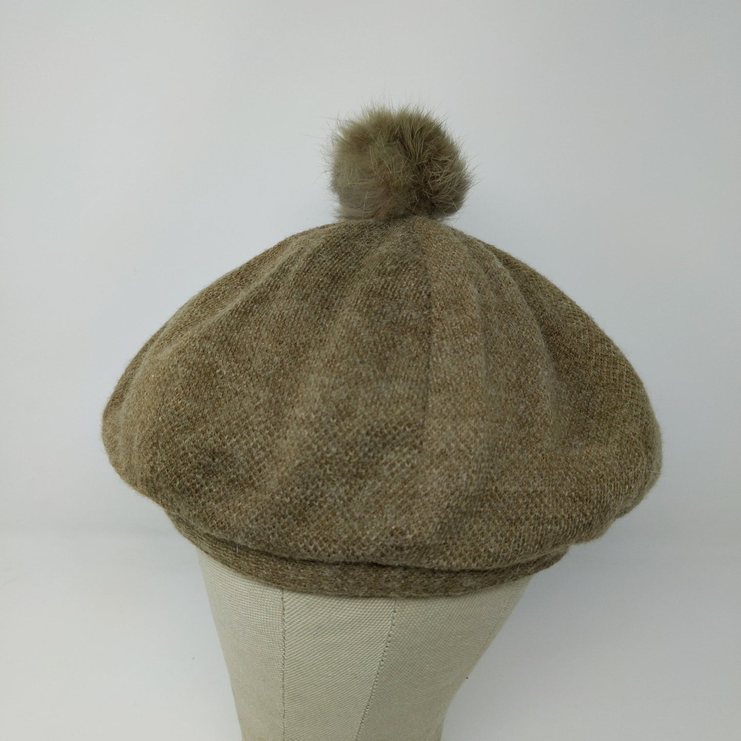 C.C. Exclusives Wool Blend Pom Pom Hat Brown Quilted Liner Logo