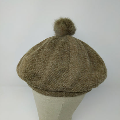 C.C. Exclusives Wool Blend Pom Pom Hat Brown Quilted Liner Logo