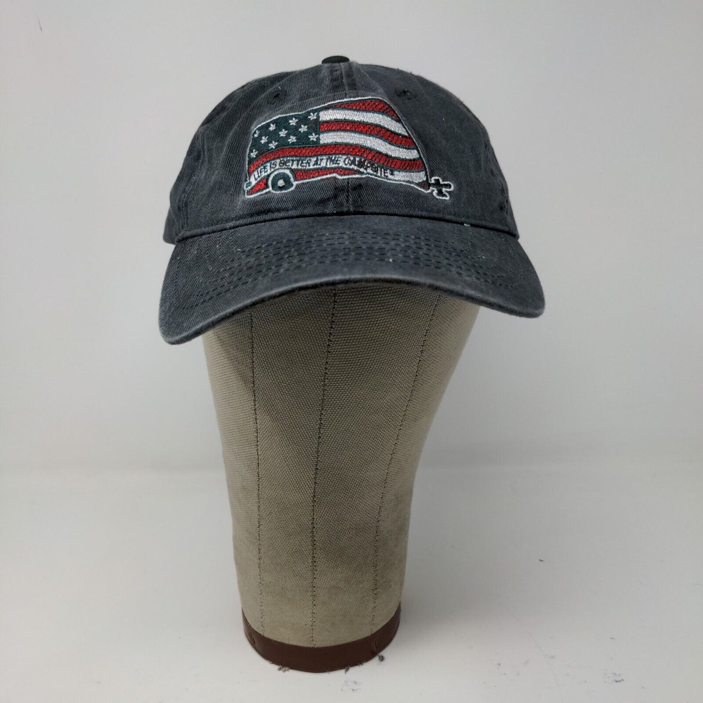 Camco Gray Denim Slideback Hat Life Is Better At The Campsite RV Trailer USA OS