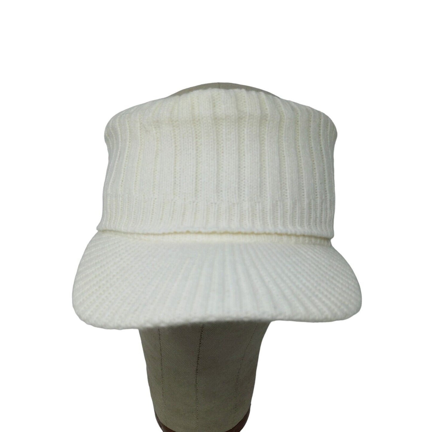 Atlantis USA Cap Visor White Soft Warm Ribbed Knit OSFA Acrylic