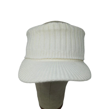 Atlantis USA Cap Visor White Soft Warm Ribbed Knit OSFA Acrylic