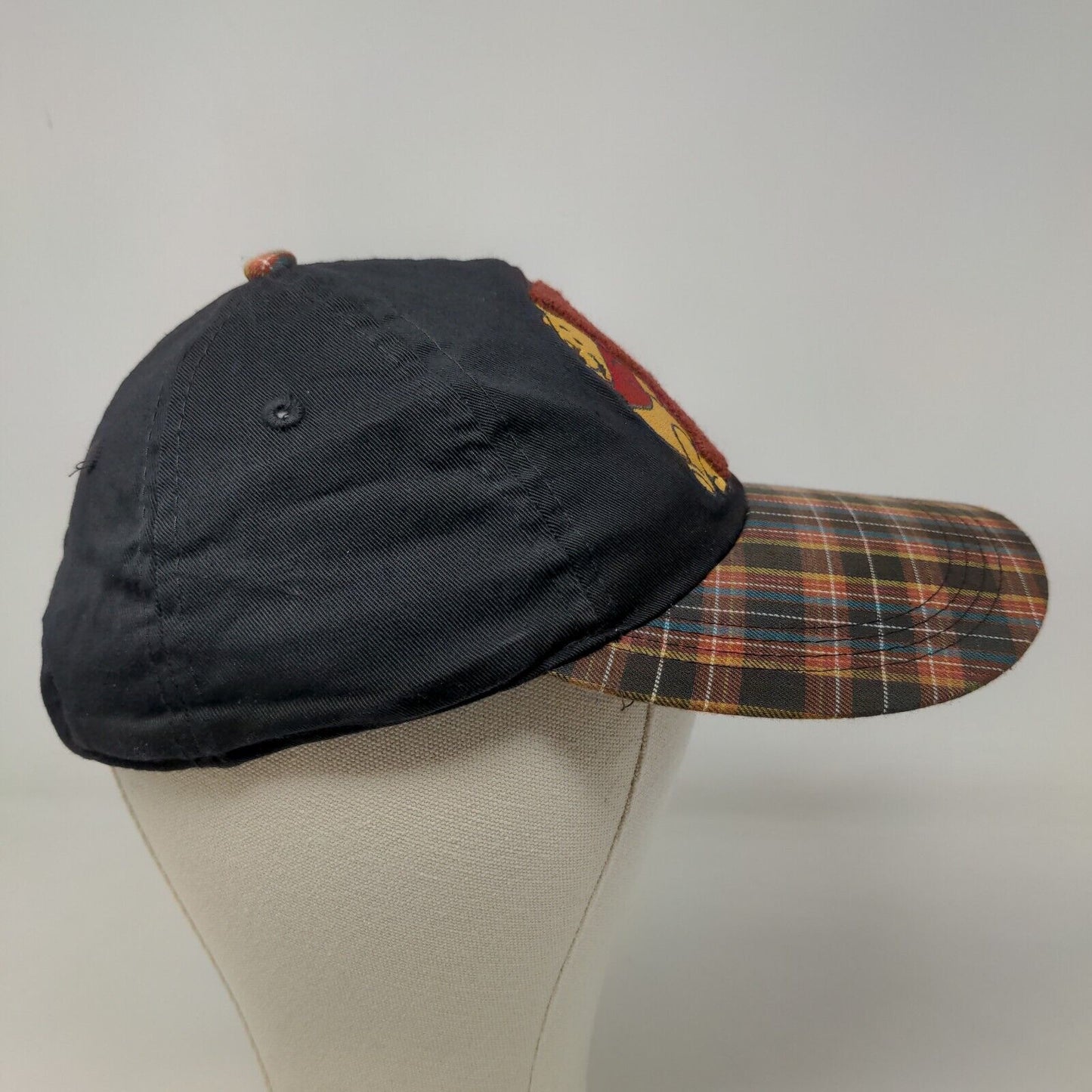 Winnie The Pooh Women's Stretchy Hat Black & Plaid Embroidered Logo