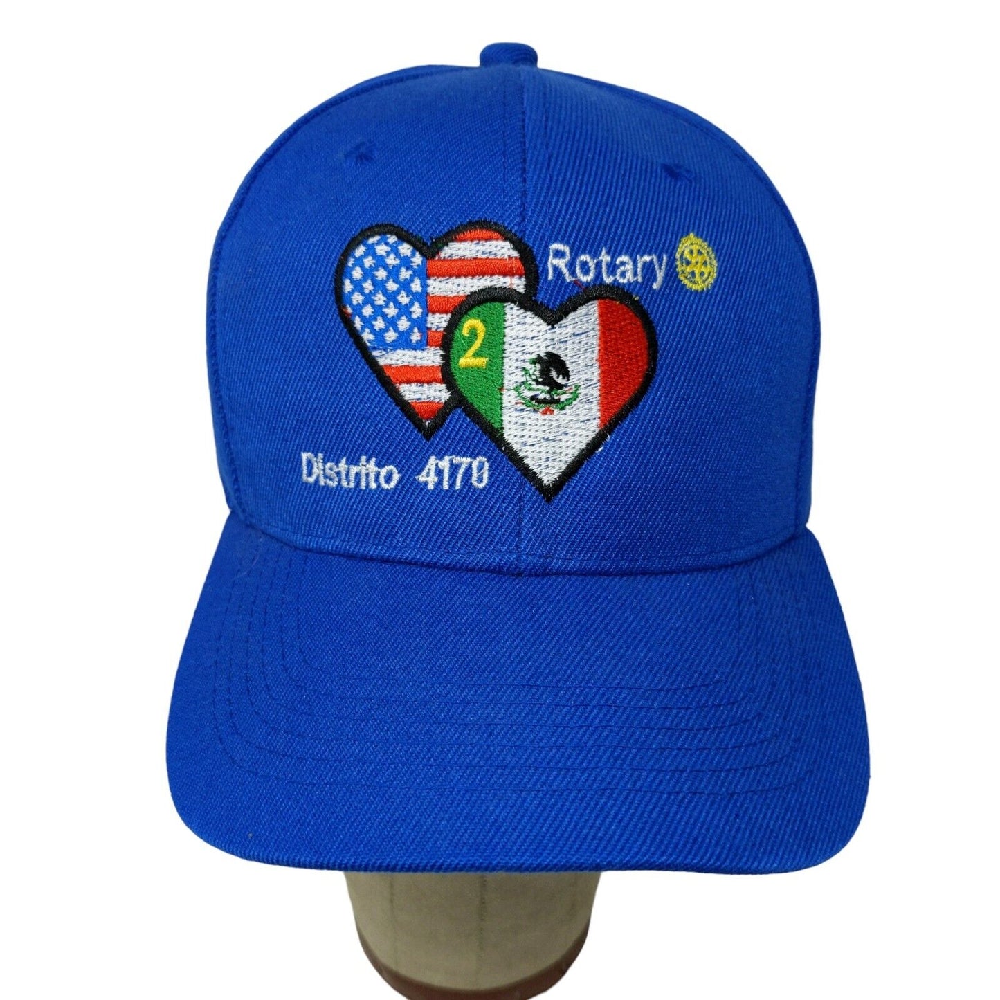 International Rotary Club OS Caps USA Mexico Flag Blue Hat Cap Adjustable