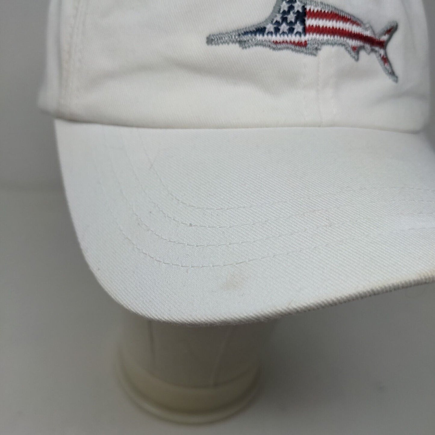 Columbia PFG Men's Strapback Hat White Size O/S Embroidered Swordfish Logo