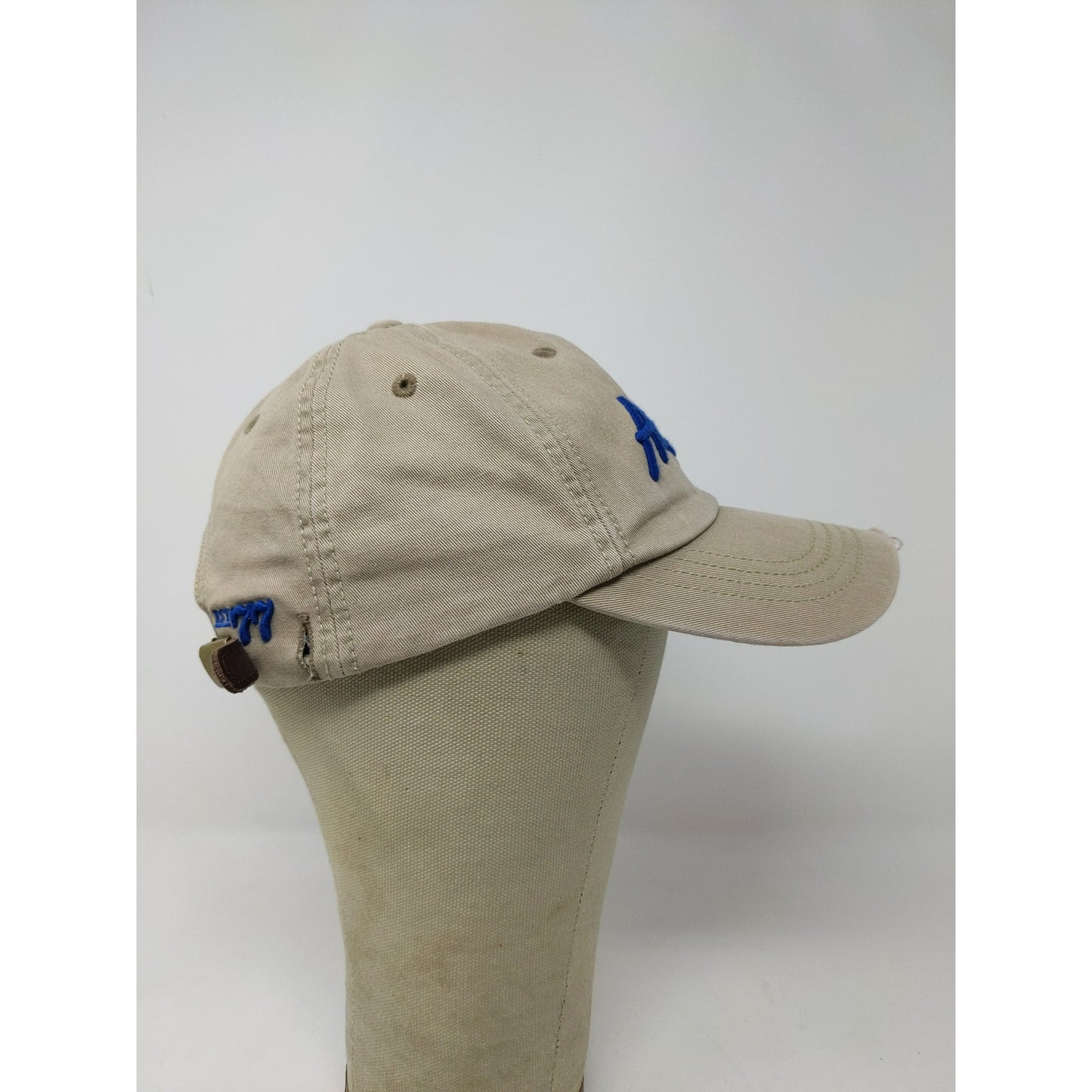 American Eagle AmEagle Slideback Hat One Size Tan Blue Embroidered Text