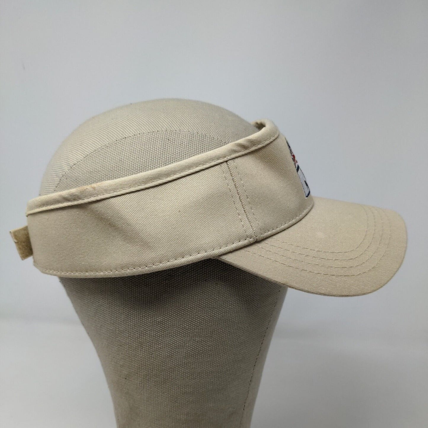 USS Arizona Men's Strapback Visor Hat Pearl Harbor Hawaii Tan Embroidered