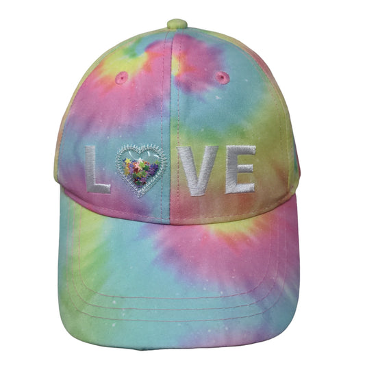 Wonder Nation Girls Strapback Hat Tie Dye Multicolor Size OS Embroidered Love