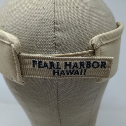 USS Arizona Men's Strapback Visor Hat Pearl Harbor Hawaii Tan Embroidered