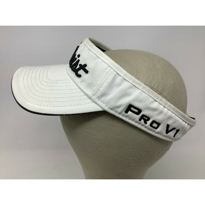 Titleist Pro V1 Sun Visor Embroidered Spell Out White & Black Strapback