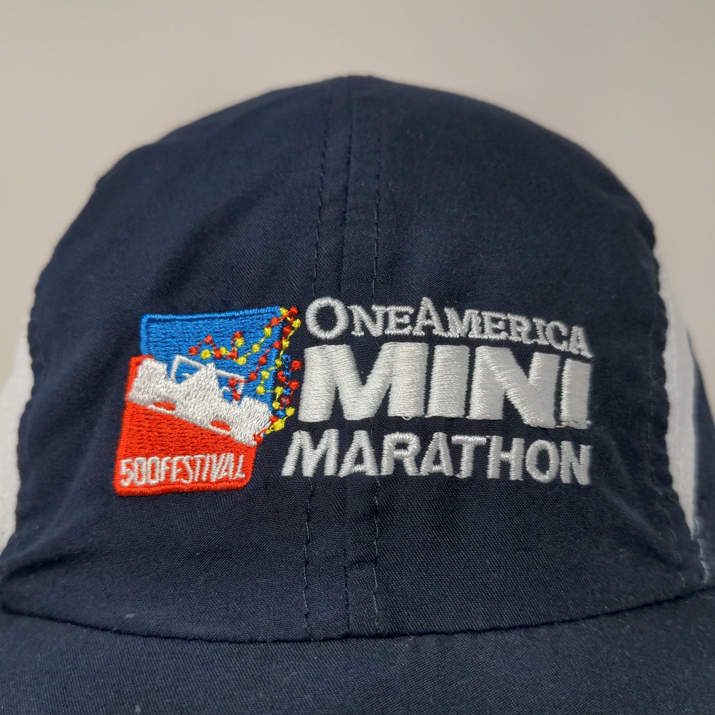 Indy 500 Festival Mini Marathon Strapback Hat Blue Embroidered Logo