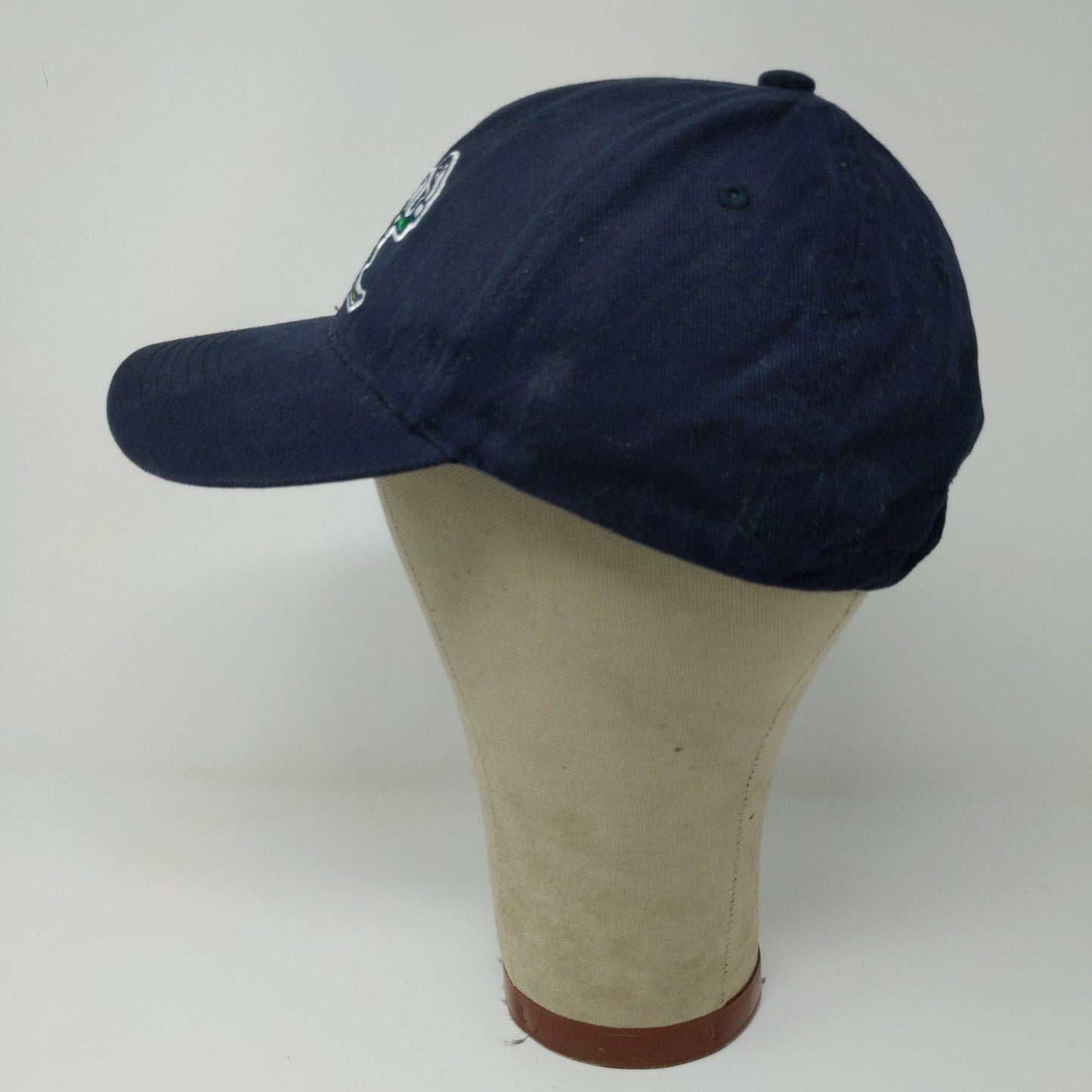 Notre Dame Fighting Irish Strapback Hat Embroidered Leprechaun Logo Blue