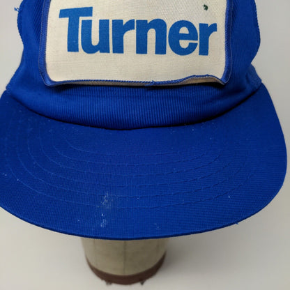 Turner Mens Snapback Mesh Back Trucker Hat Blue Big Patch Logo Cap