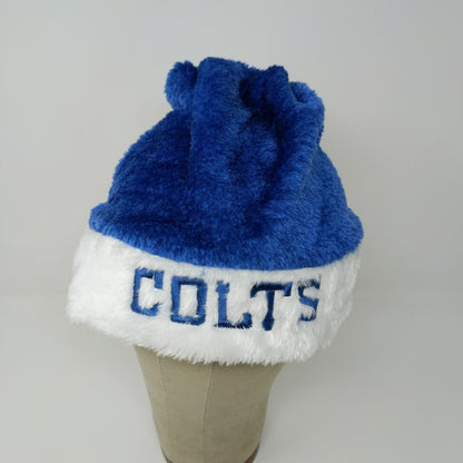 NFL Official Indianapolis Colts Santa Hat Soft Fuzzy Embroidered Blue & White
