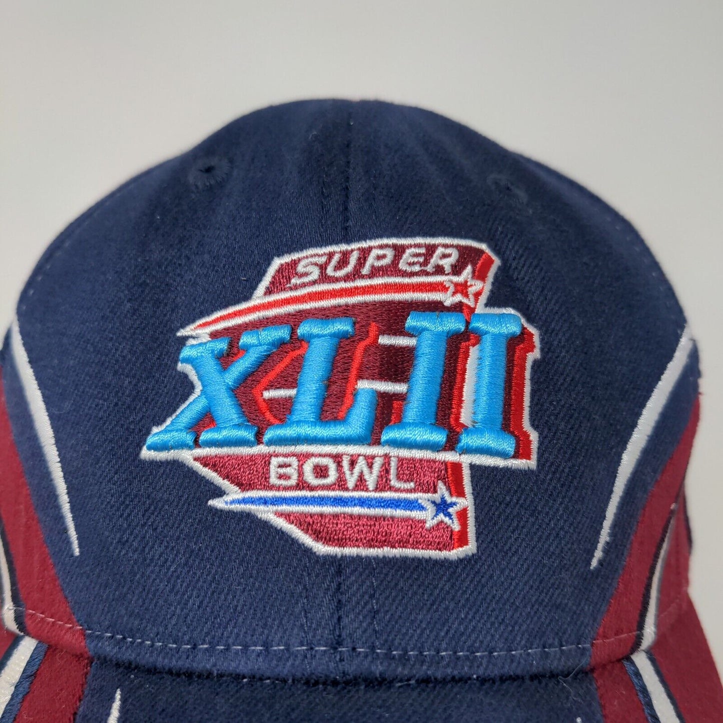 Reebok NFL Super Bowl XLII Fitted Hat Blue Red OSFA Embroidered Logo