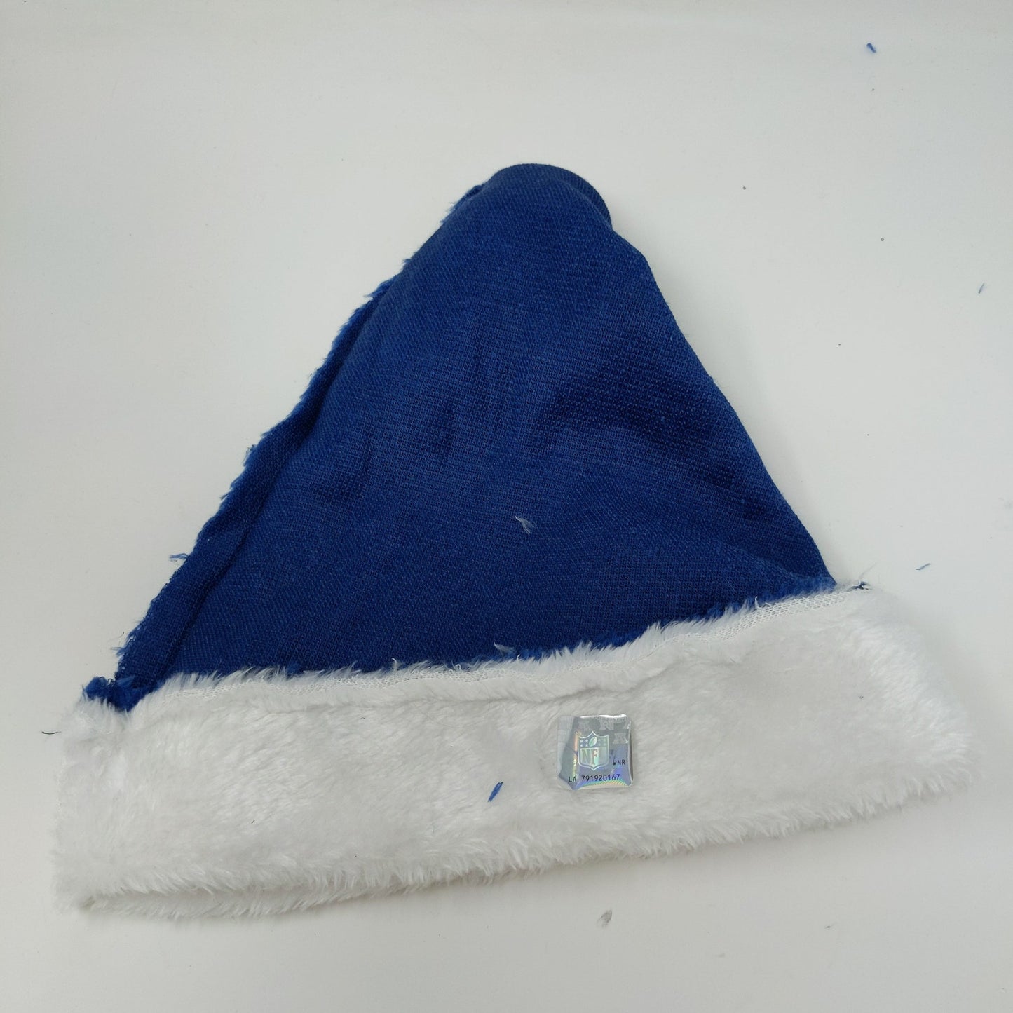 NFL Official Indianapolis Colts Santa Hat Soft Fuzzy Embroidered Blue & White
