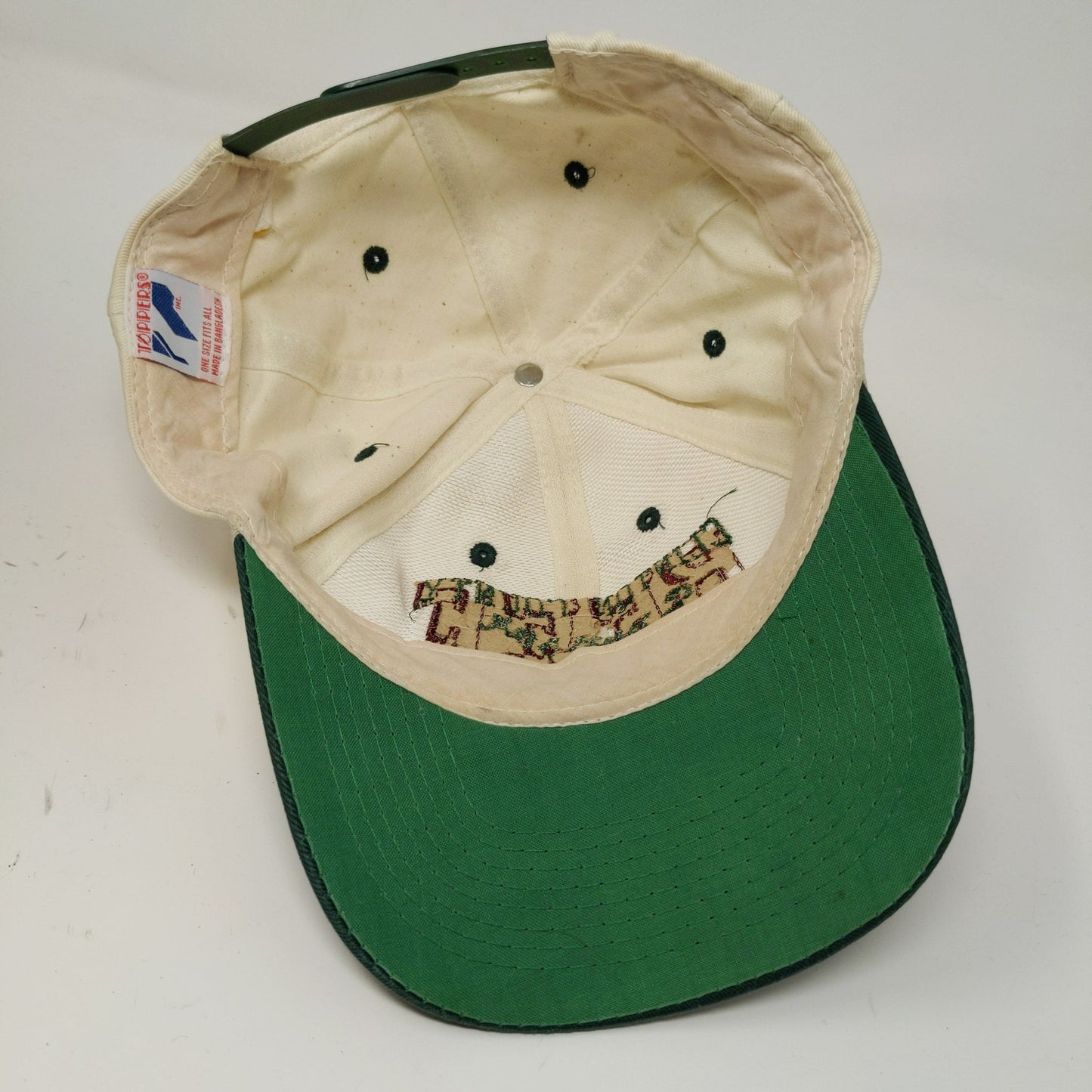 Toppers Clinton County BEEF Snapback Hat White Green Embroidered Text OSFA