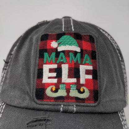 KBethods Women's Christmas Hat Gray Mama Elf Embroidered Distressed