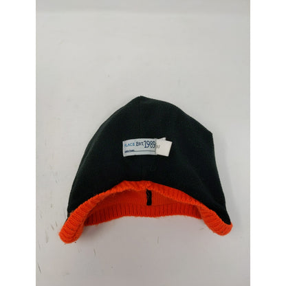 Place 1989 Toddler Beanie Hat Size 2T-3T M/M Orange & Black Basketball Pom Pom