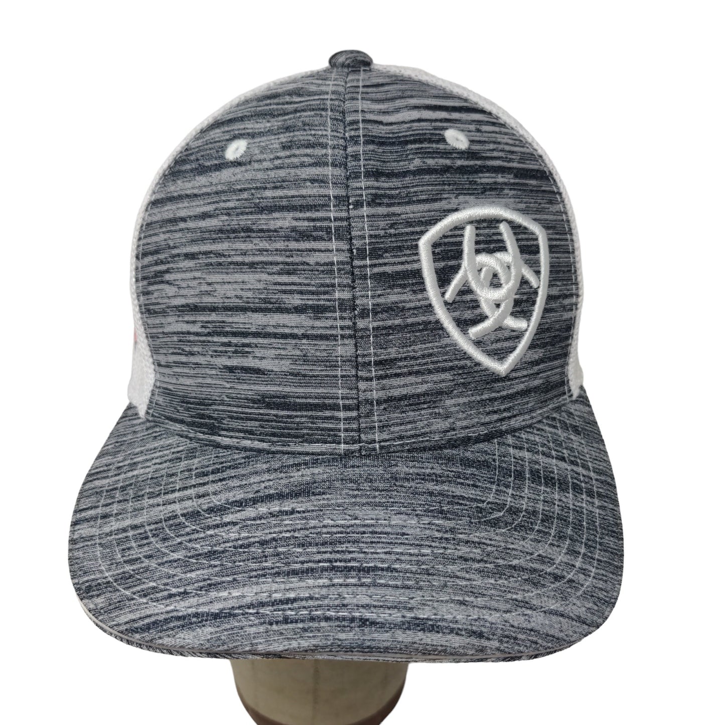 Ariat Men's Snapback Mesh Back Hat Gray White Breast Cancer Awareness Logo